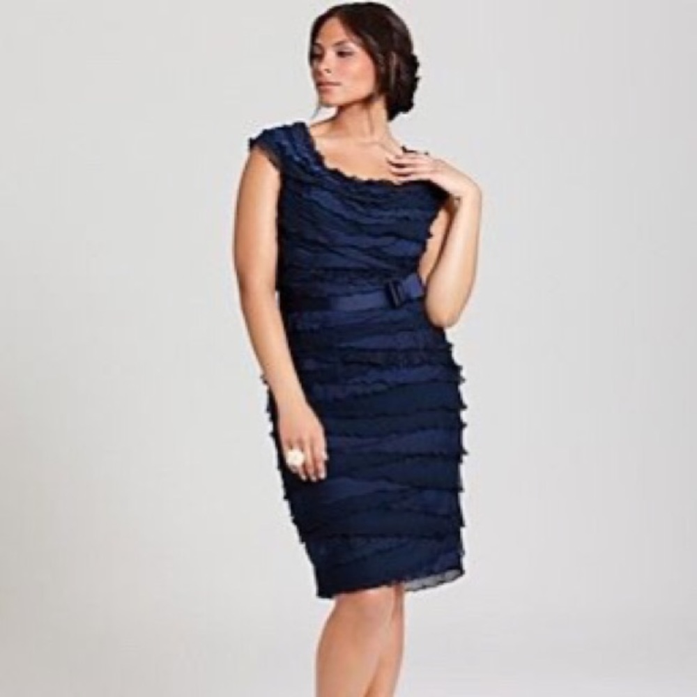 Tadashi Shoji Blue Ruffle Dress
